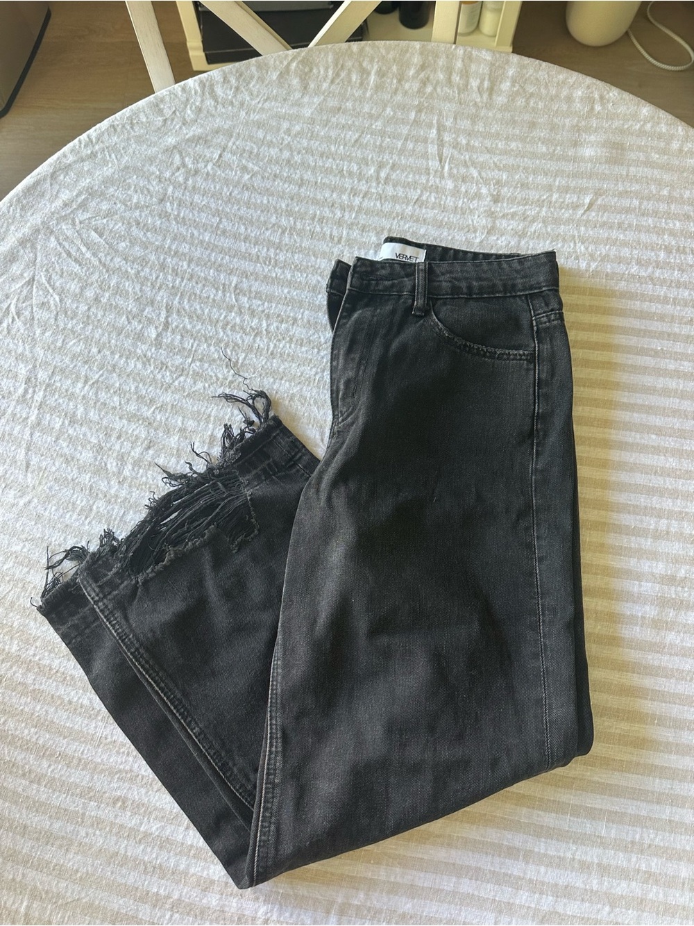 Vervet Black Cropped Distressed Hem Women’s Jeans